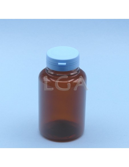 Cojee a píldoras plástico de cristal ámbar 250ml con cápsula de seguridad