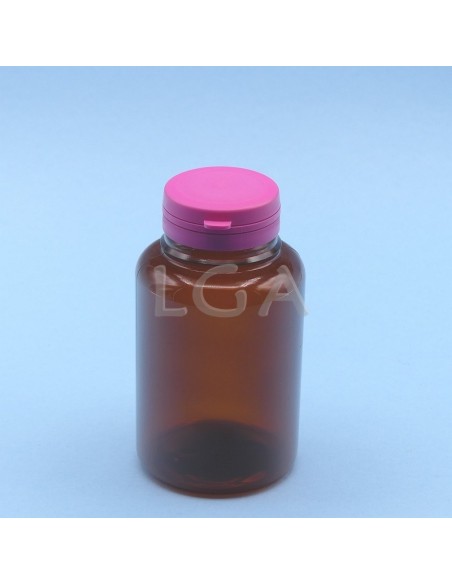 Crystal amber plastic capsule box 250ml with impregnable cap