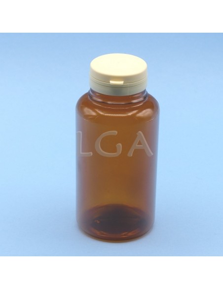 Zoppica a pillole in plastica cristallo ambrato 300ml con capsula antimanomissione