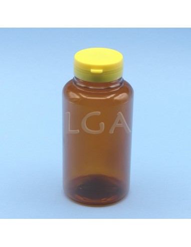 Pilulier plastique ambré cristal 300ml, à...