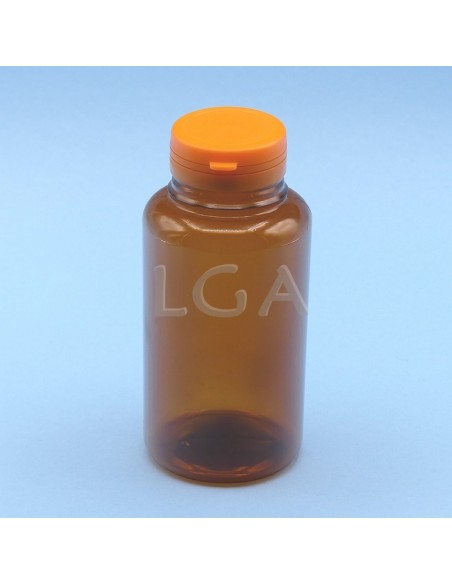 Zoppica a pillole in plastica cristallo ambrato 300ml con capsula antimanomissione