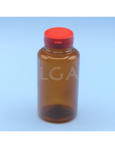 Crystal amber plastic capsule box 300ml with impregnable cap