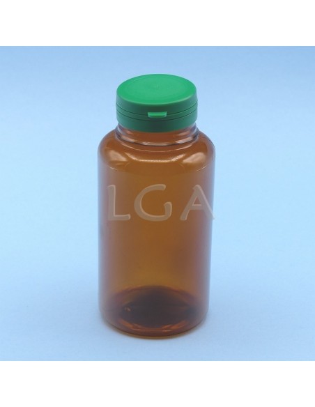 Zoppica a pillole in plastica cristallo ambrato 300ml con capsula antimanomissione