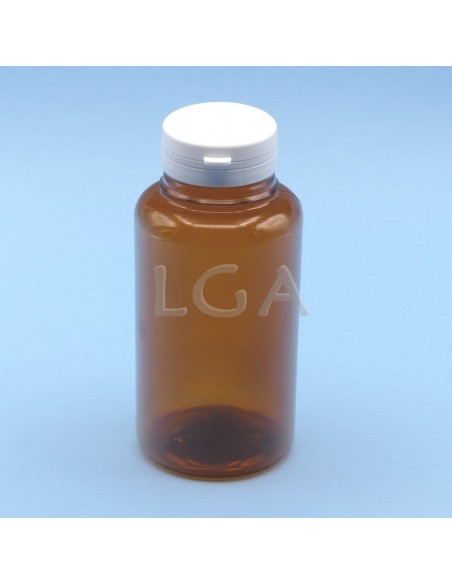 Crystal amber plastic capsule box 300ml with impregnable cap