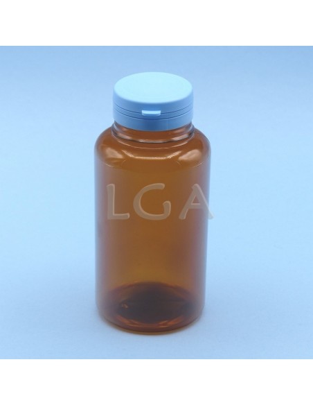 Crystal amber plastic capsule box 300ml with impregnable cap