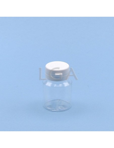 Pilulier plastique cristal 30ml, à couvercle inviolable