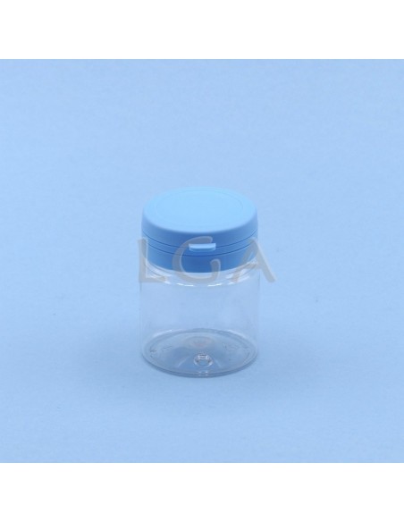 Kapselbox aus Plastik, kristallin,  50ml mit Verschluss mit Sicherheitsgewinde