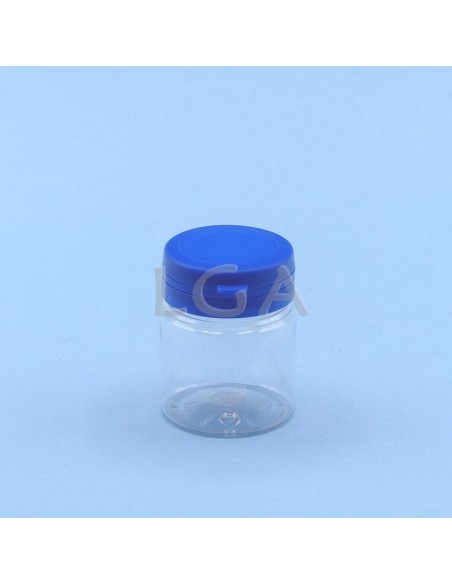 Pilulier plastique cristal 50ml, à couvercle inviolable