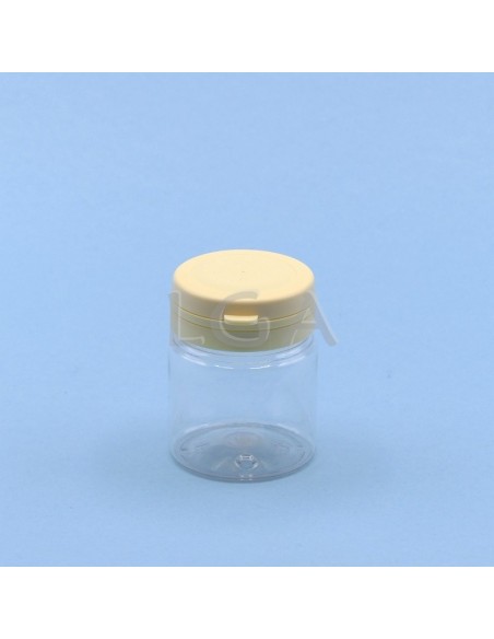 Pilulier plastique cristal 50ml, à couvercle inviolable