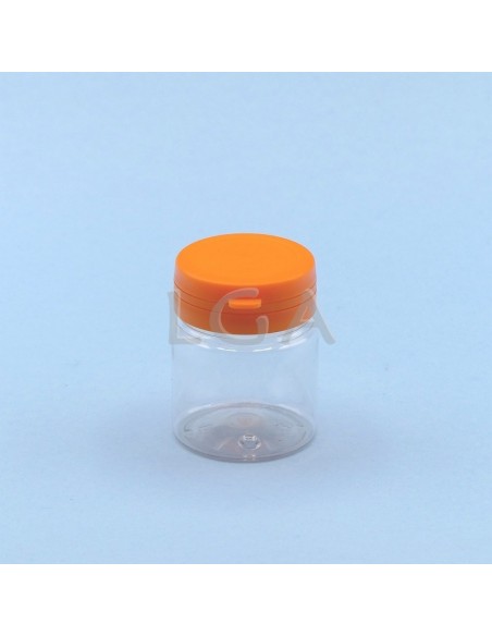 Kapselbox aus Plastik, kristallin,  50ml mit Verschluss mit Sicherheitsgewinde