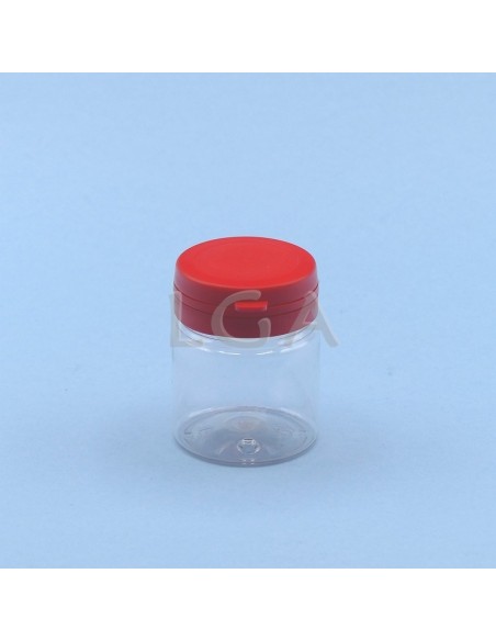 Crystal plastic capsule box 50ml with impregnable wide cap