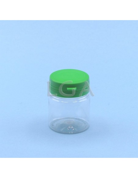 Kapselbox aus Plastik, kristallin,  50ml mit Verschluss mit Sicherheitsgewinde