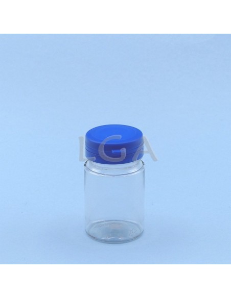 Crystal plastic capsule box 75ml with impregnable wide cap