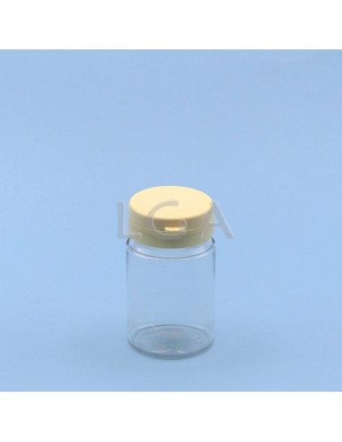 Pilulier plastique cristal 75ml, à couvercle...