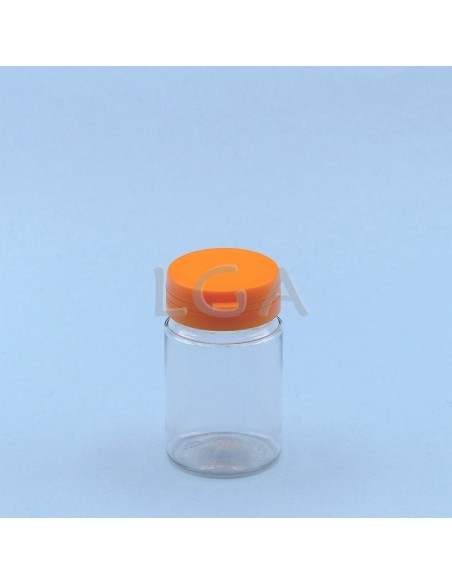Crystal plastic capsule box 75ml with impregnable wide cap