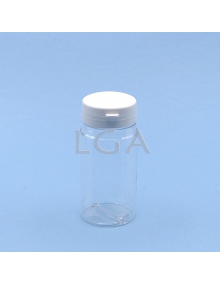 Zoppica a pillole in plastica cristallo 100ml con capsula antimanomissione