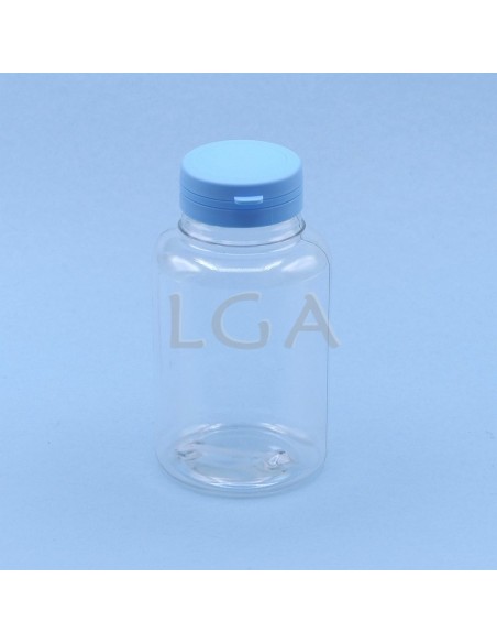 Pilulier plastique cristal 250ml, à couvercle inviolable