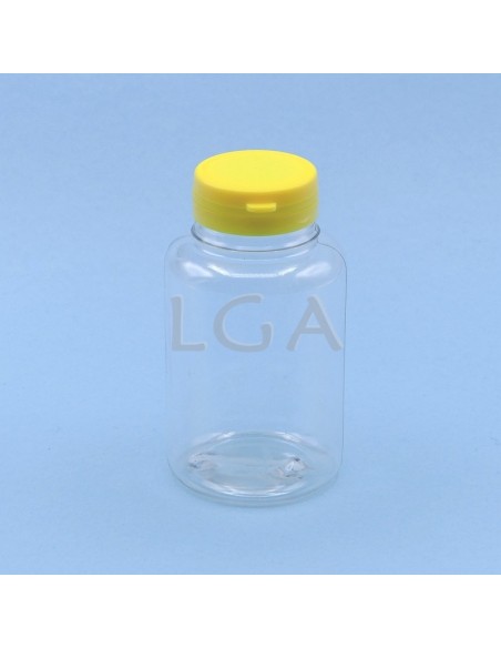Pilulier plastique cristal 250ml, à couvercle inviolable