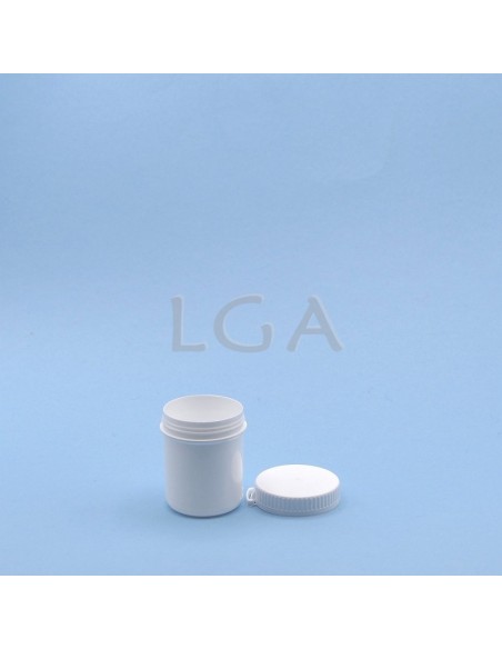 Pot plastique vissant blanc avec couvercle inviolable