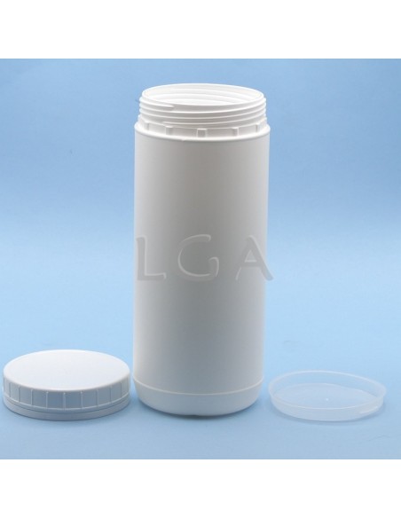 Pot plastique vissant blanc avec couvercle inviolable