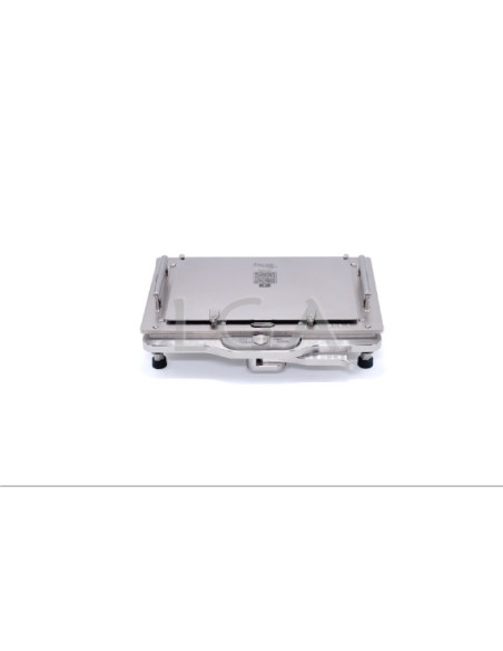 Capsule filler with loader, specific for one capsule size, blockage of barrels with a lever, for 200