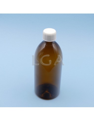 Flacons sirop PET ambré ronds Ø28 500ml