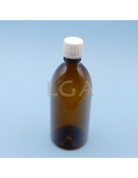 Flacone rotondo per sciroppo- PET plastica ambra Ø28 500ml
