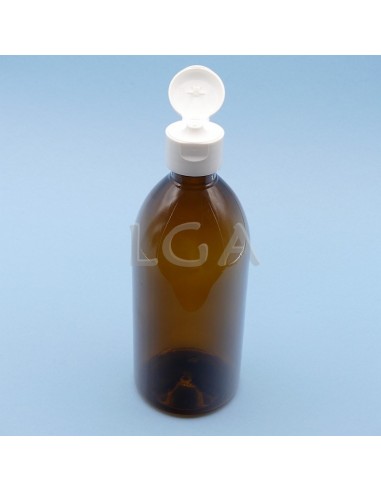 Flacons sirop PET ambré ronds Ø28 500ml