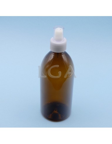 Flacons sirop PET ambré ronds Ø28 500ml