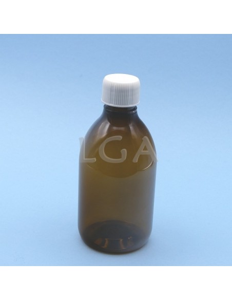 PET crystal amber round syrup bottles Ø28 300ml