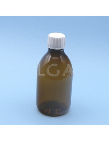Flacons sirop PET ambré ronds Ø28 300ml