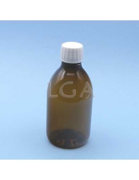 Flacons sirop PET ambré ronds Ø28 300ml
