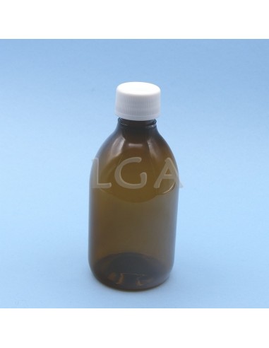 Flacons sirop PET ambré ronds Ø28 300ml