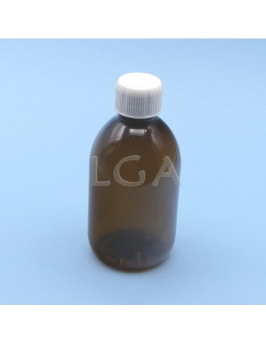 Flacons sirop PET ambré ronds Ø28 250ml
