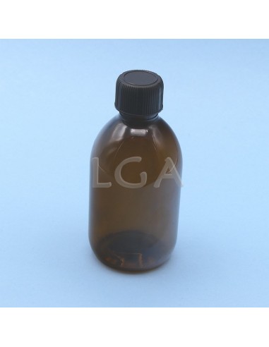 Flacons sirop PET ambré ronds Ø28 250ml