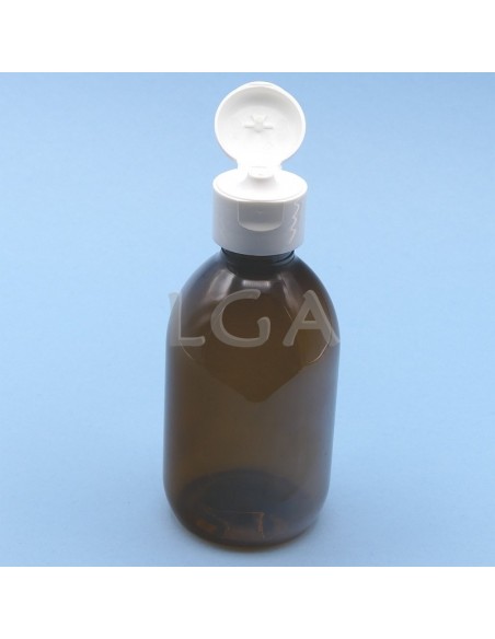 Flacons sirop PET ambré ronds Ø28 250ml