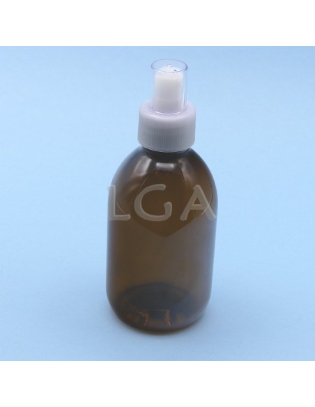 Flacone rotondo per sciroppo- PET plastica ambra Ø28 250ml