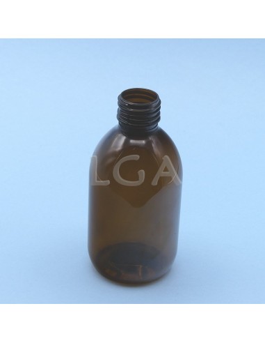 Flacons sirop PET ambré ronds Ø28 250ml