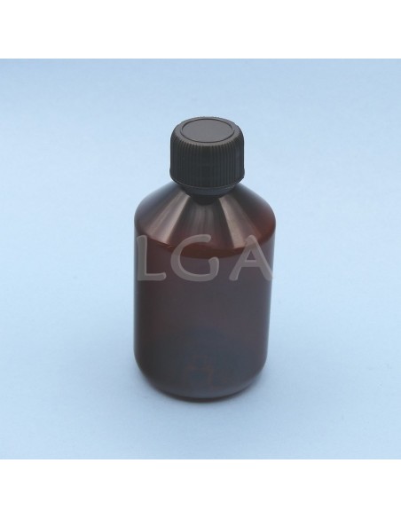 Rundes Fläschchen aus gelbem PET Plastikmaterialien- Ø28 200ml