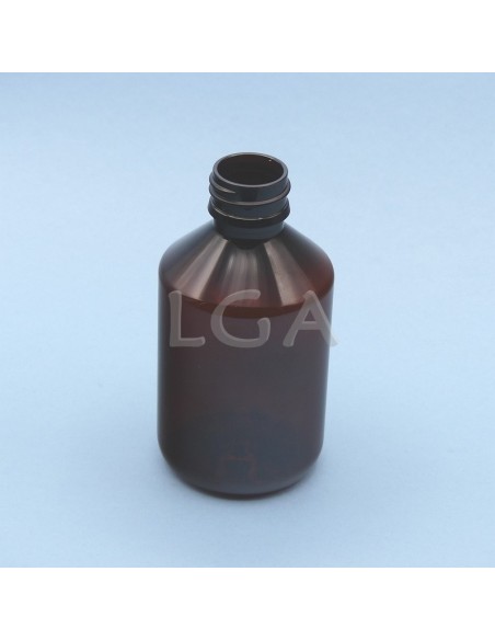Frasco rotondo para jarabe- de plástico ámbar Ø28 200ml