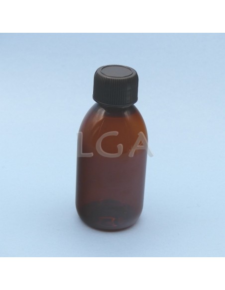 PET crystal amber round syrup bottles Ø28 150ml