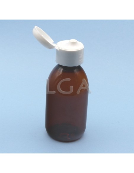 Flacone rotondo per sciroppo- PET plastica ambra Ø28 150ml