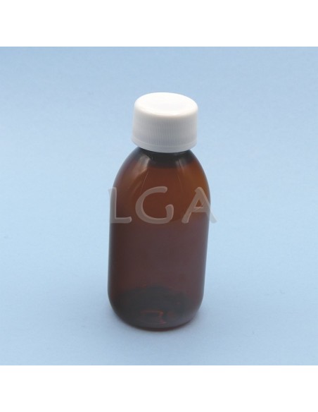 Flacons sirop PET ambré ronds Ø28 150ml