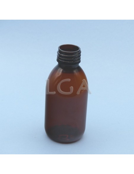 Flacone rotondo per sciroppo- PET plastica ambra Ø28 150ml