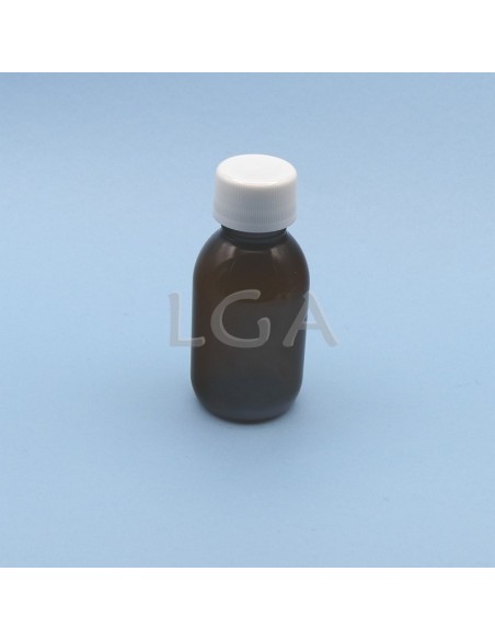Flacons sirop PET ambré ronds Ø28 100ml