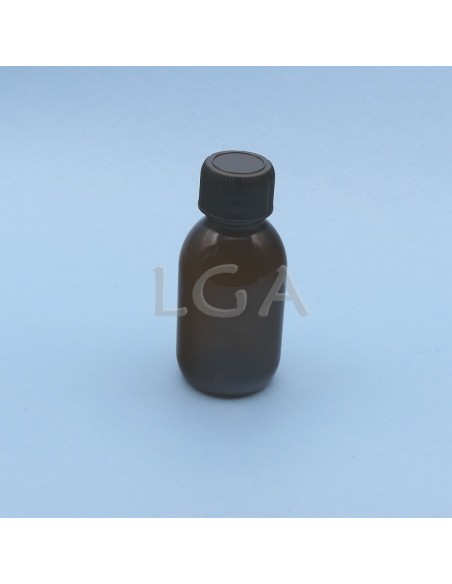 Frasco rotondo para jarabe- de plástico ámbar Ø28 100ml