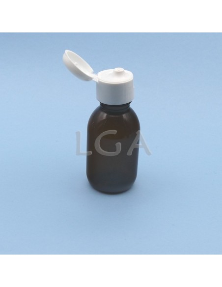 Flacone rotondo per sciroppo- PET plastica ambra Ø28 100ml