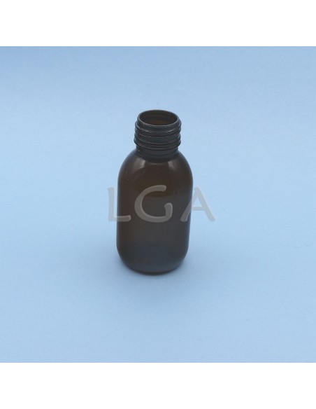 Flacone rotondo per sciroppo- PET plastica ambra Ø28 100ml