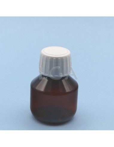 Flacons sirop PET ambré ronds Ø28 50ml