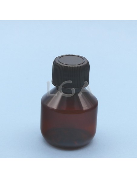 Flacons sirop PET ambré ronds Ø28 50ml
